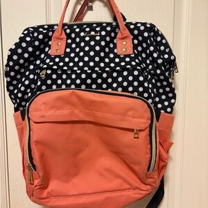 LOVEVOOK Women's Laptop Backpack USB, Black and white polka dot, 17"